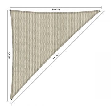 Schaduwdoek driehoek 90° 5,00x5,00x7,10 meter